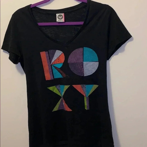 Roxy black short sleeve women’s T-shirt sz Medium - Picture 4 of 12